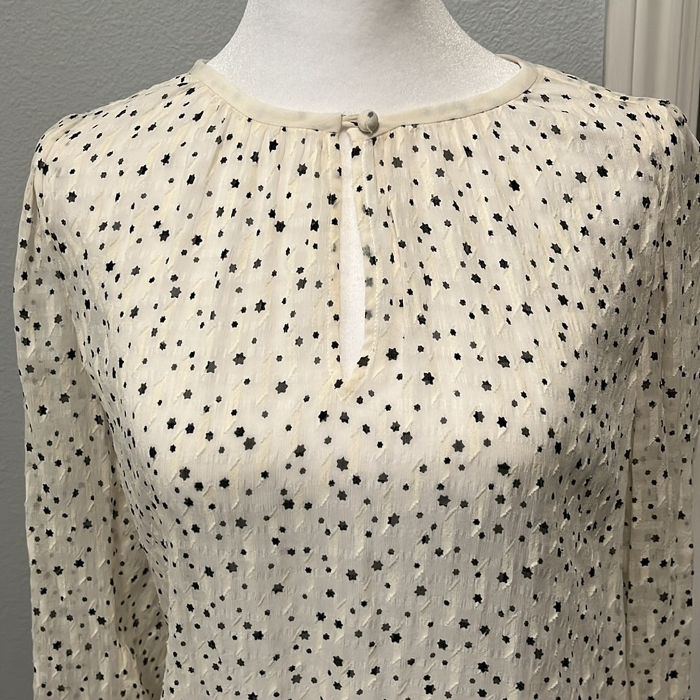 Rebecca Taylor Sheer Long Sleeve Cream Top Size 0 - Picture 2 of 11
